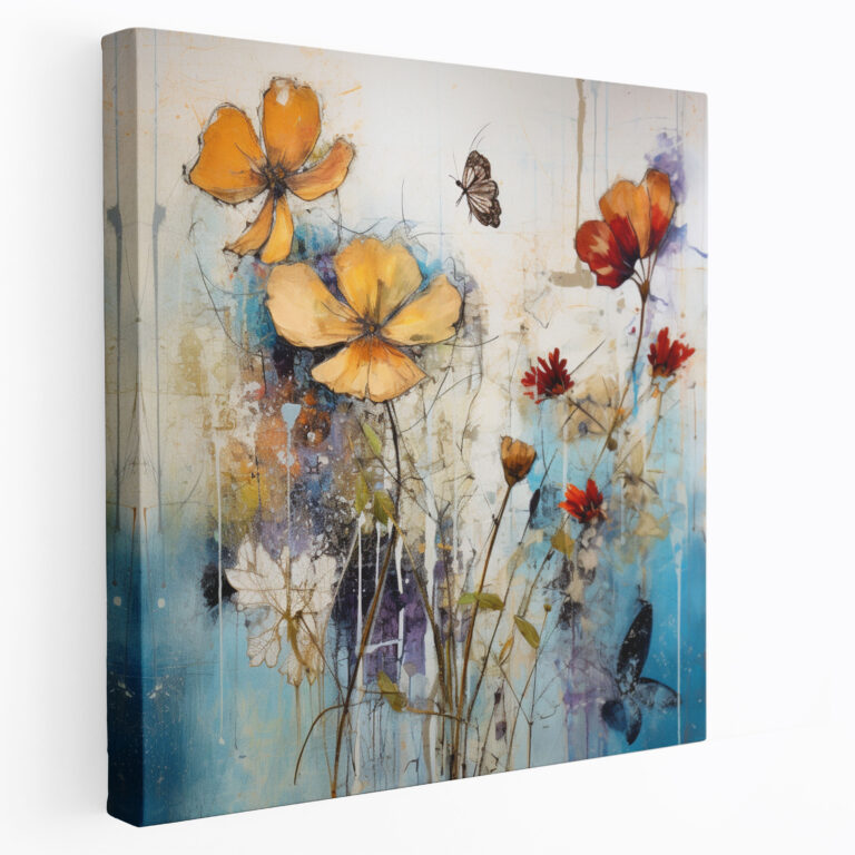 Wildflower Canvas Wall Art - Wildflower, Wildflowers, Canvas Wall Art, Abstract Mixed Media Artwork