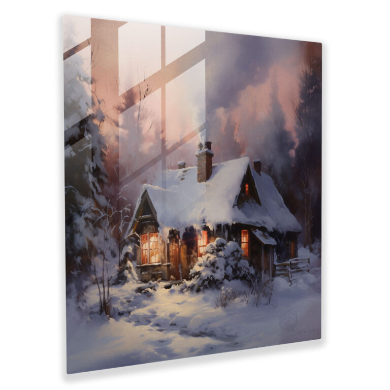 Winter Retreat Glass Print - Winter, Glass Art, Glass Wall Art, Snow