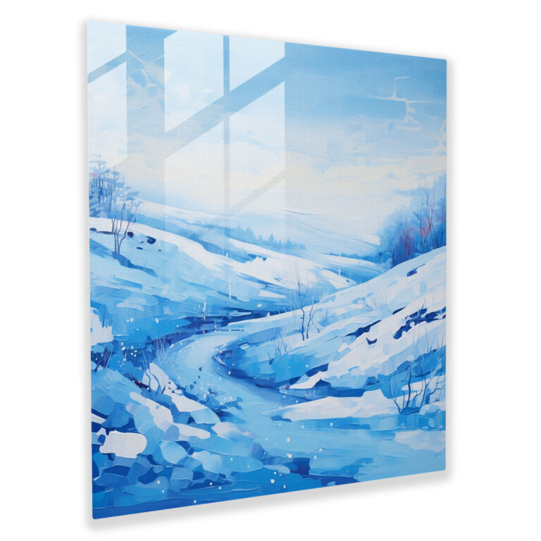 Winter Wonderland Glass Print - Winter, Snowy Landscape, Vibrant Blue, Glass Print