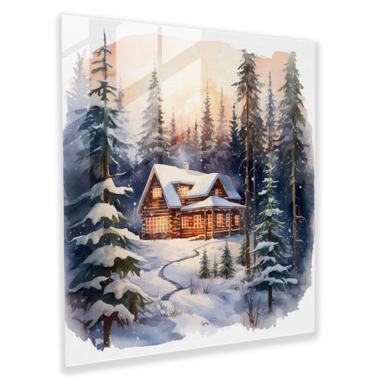 Winter Retreat Glass Print - Winter, Winter Retreat, Home Decoration, Glass Wall Art