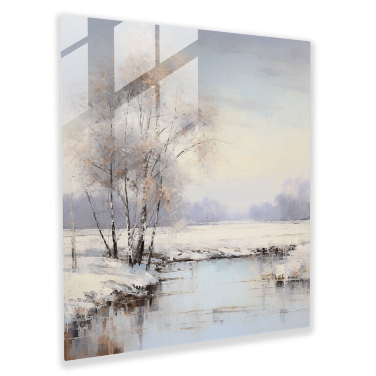 Winter Serenity Glass Print - Winter, White, Home Decoration, Glass Print