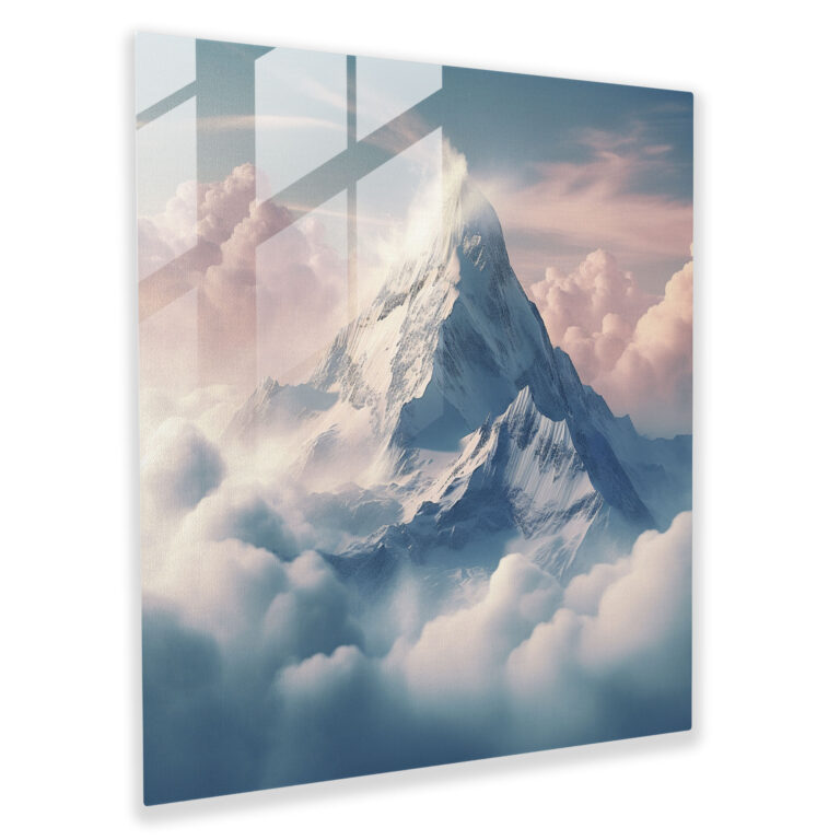 Grand Winter Peak Glass Print - Winter, Glass Wall Art, Home Decoration, Glass Print