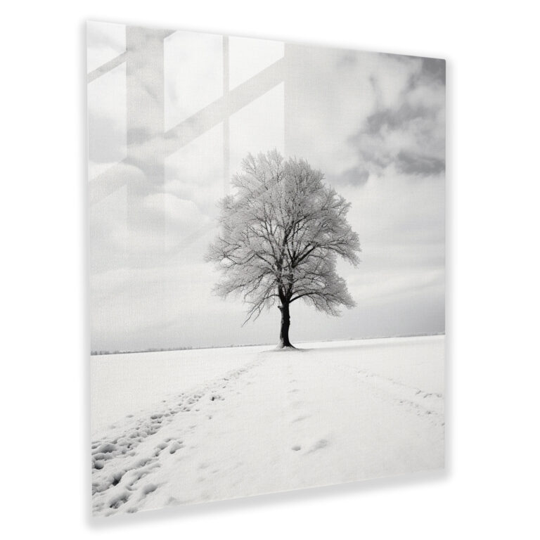 Winter Solitude Glass Print - Winter, Glass Art, Wintry Landscape, Glass Print