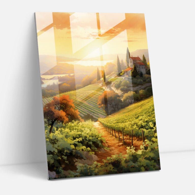 Wine Vineyard Glass Print - Wine, Home Decoration, Elegant, Vineyard