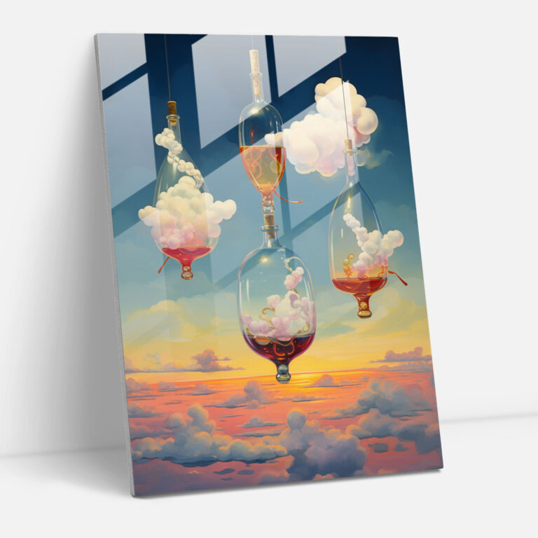Whimsical Ambiance Glass Print - Wine, Home Decoration, Glass Print, Glass Wall Art