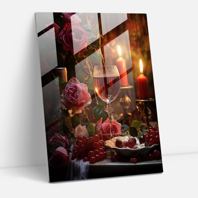 Wine Glass Wall Art - Romantic Roses - Home Decoration - Wine, Elegant, Wine, Glass Art