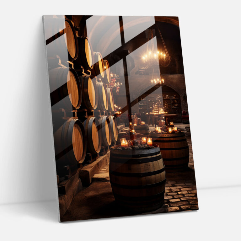 Wine Glass Print - Vintage Wine Cellar - Wine, Glass Wall Art, Modern Art, Rustic