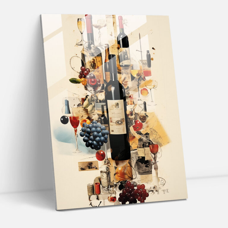 Wine Labels Collage Glass Print - Wine, Home Decoration, Wine Labels, Glass Art