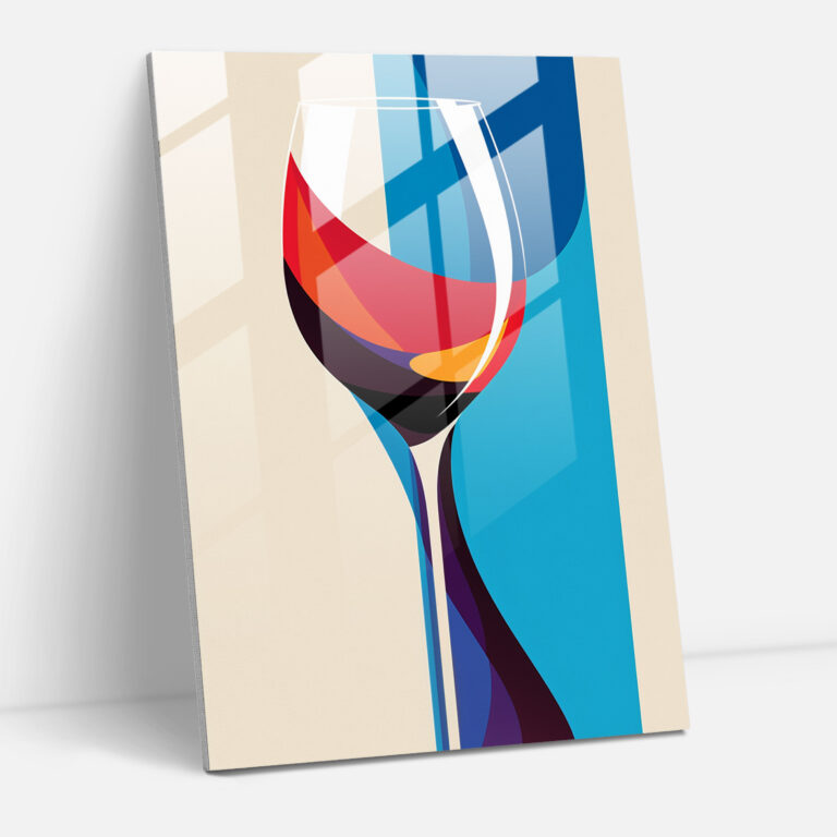Wine Glass Print - Contemporary Graphic Glass Wall Art - Wine, Clean Lines, Stylized, Home Decoration