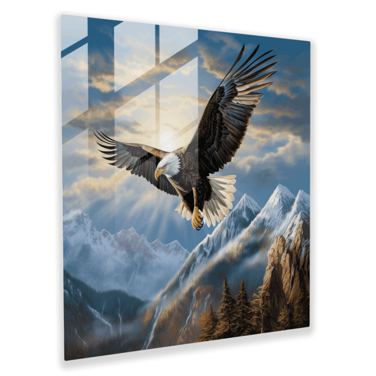 Majestic Mountain Eagle Glass Print - Home Decoration