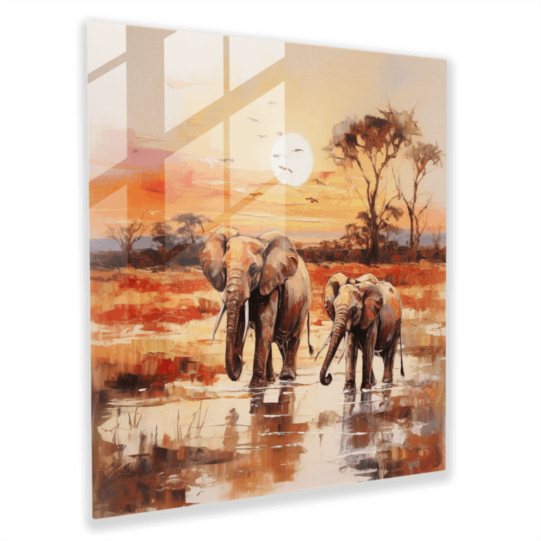 Serengeti Elephant Parade Glass Print - Modern Artwork