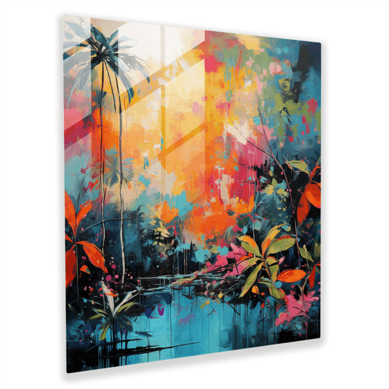 Colorful Abstract Glass Print– Rainforest Reflections
