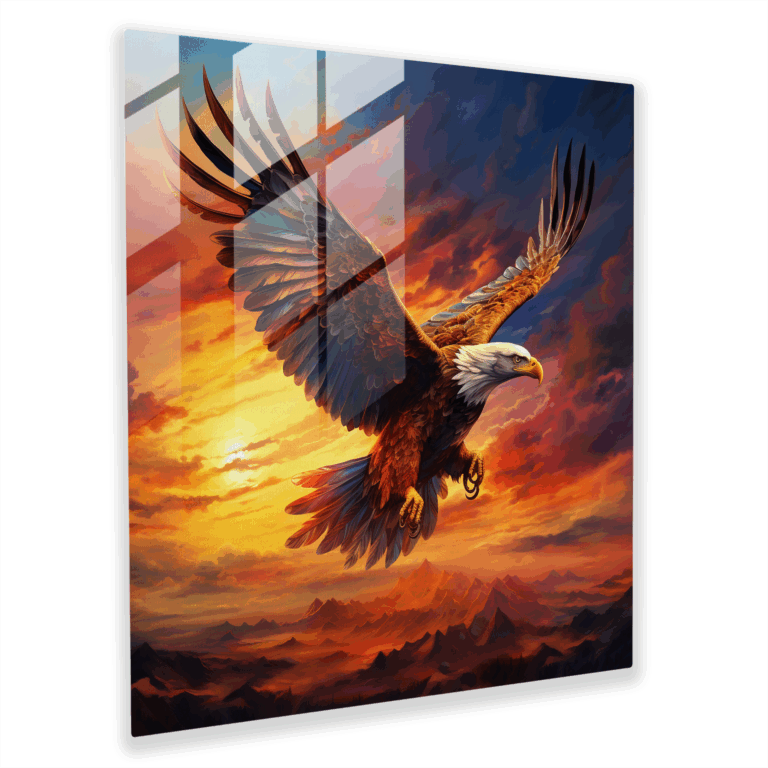 Ethereal Glass Print– Majestic Eagle's Flight