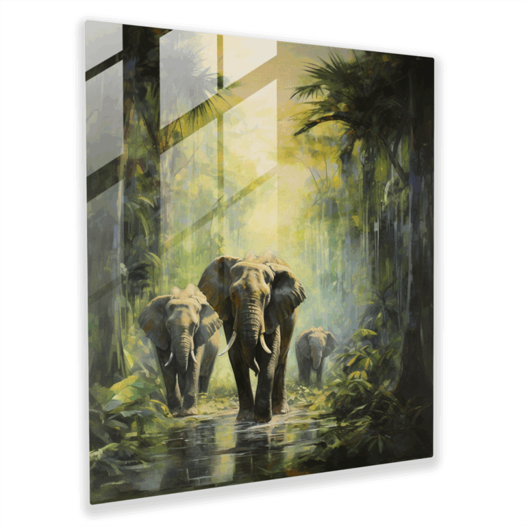 Vibrant Canvas Print - Jungle Expedition: Abstract Glass Wall Art, Home Decoration, Wildlife Glass Print, Modern Artwork