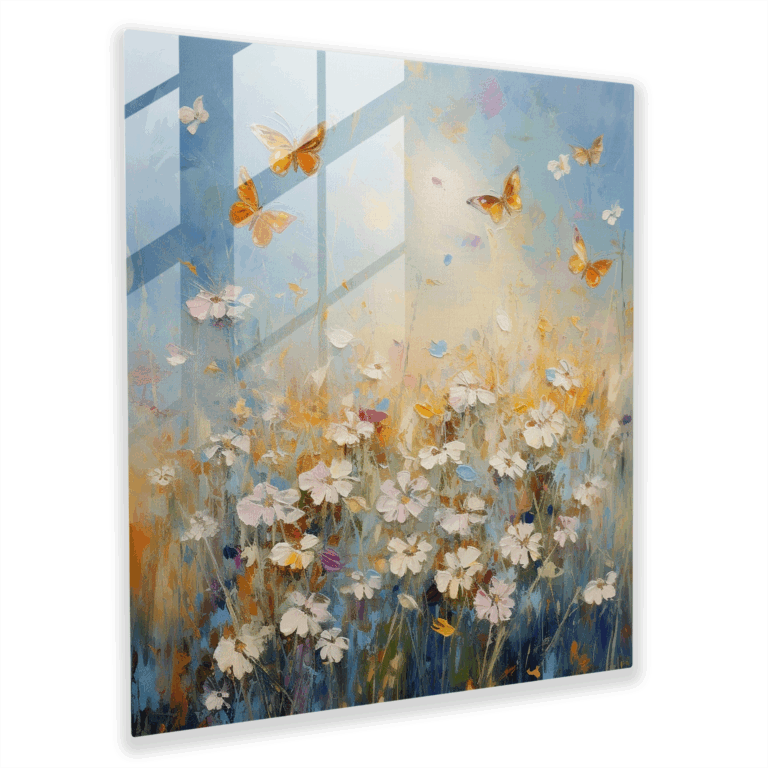 Blooming Field Glass Print - Impressionist Glass Wall Art for Home Decoration