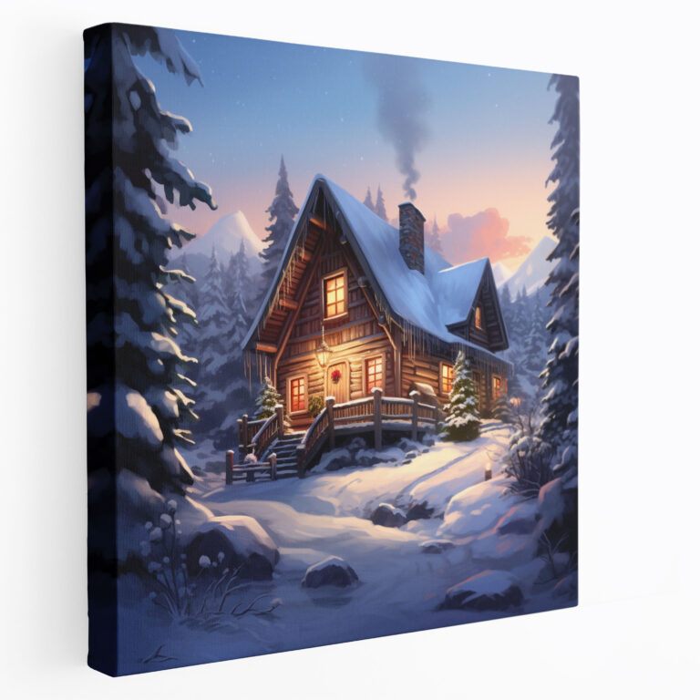 Winter Cabin Canvas Print - Winter, Wall Art, Wall Decoration, Home Decoration