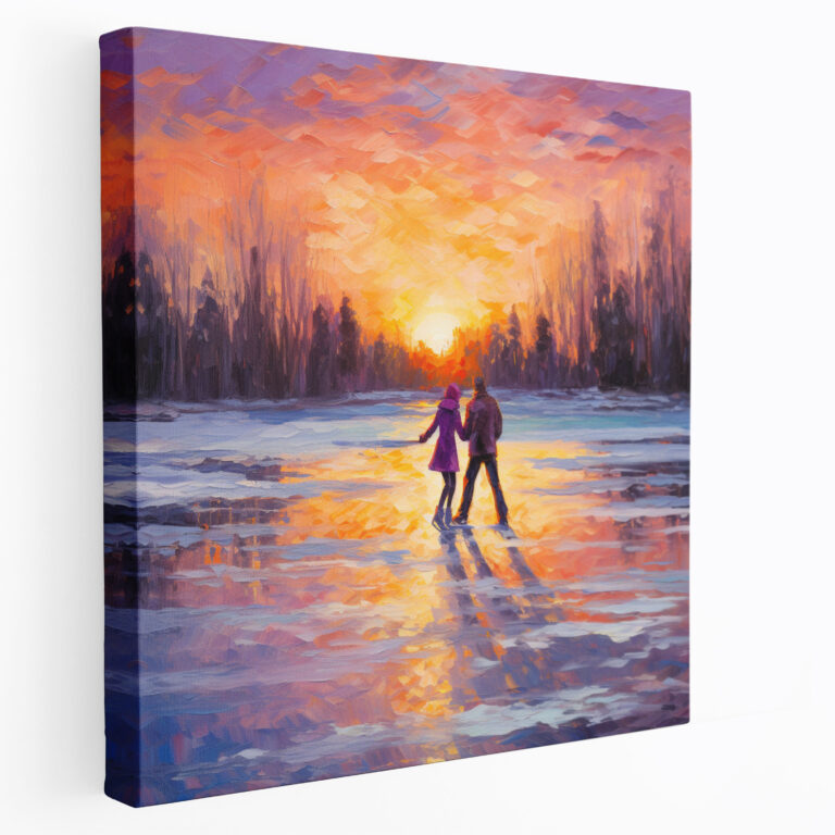 Frozen Romance Wall Art - Winter, Sunset, Home Decoration, Ice Skating