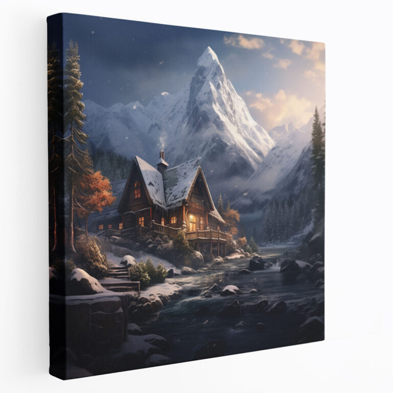 Winter Mountain Lodge Canvas Print - Winter, Canvas, Home Decoration, Cozy Lodge