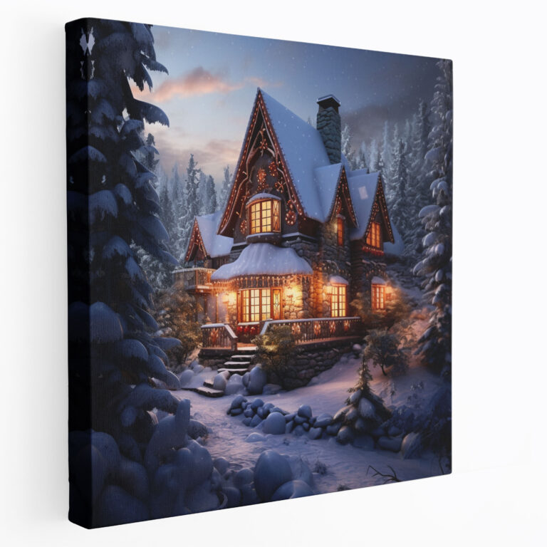 Winter Cabin Canvas Print - Winter, Mountain Cabin, Snow-Covered Trees, Winter