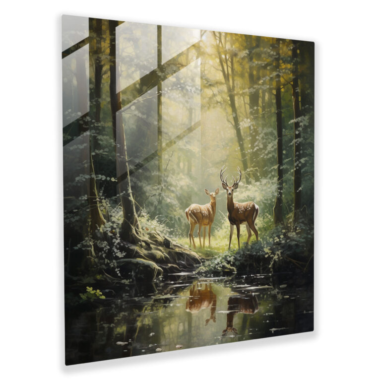 Wildlife Glass Print - Graceful Deer - Wildlife, Home Decoration, Nature, Serenity