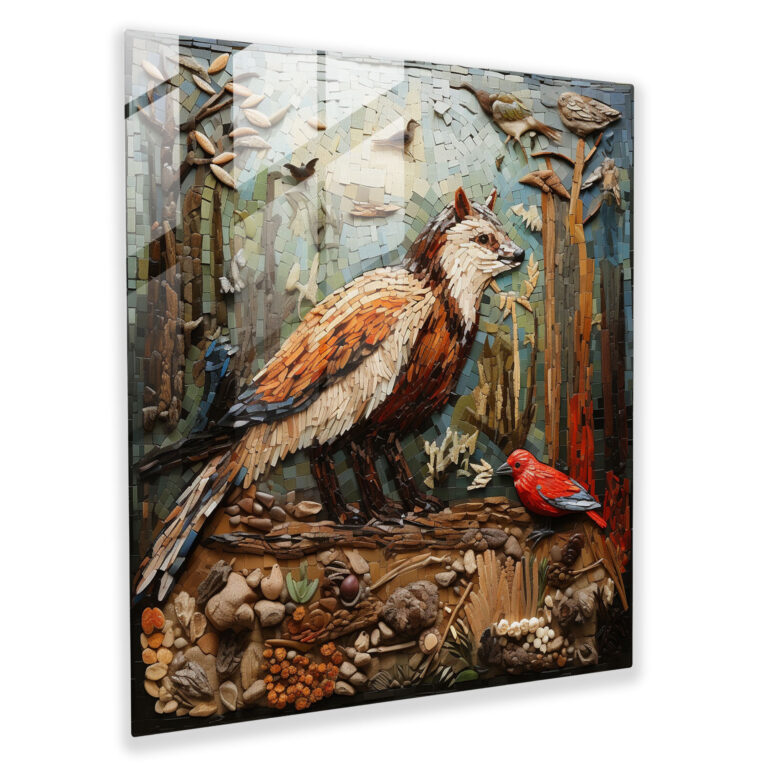 Wildlife Glass Print - Mosaic Collage - Wildlife, Home Decoration, Wall Decoration, Glass Art