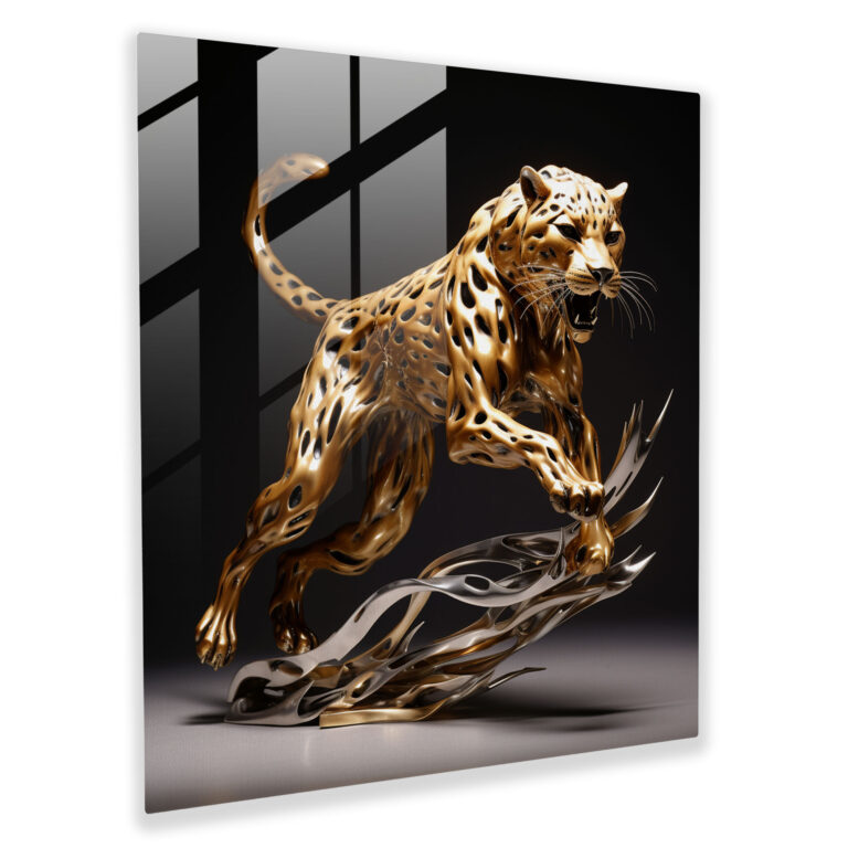 Wildlife Glass Wall Art - Running Cheetah - Wildlife, Wall Decoration, Modern Art, Abstract Sculpture