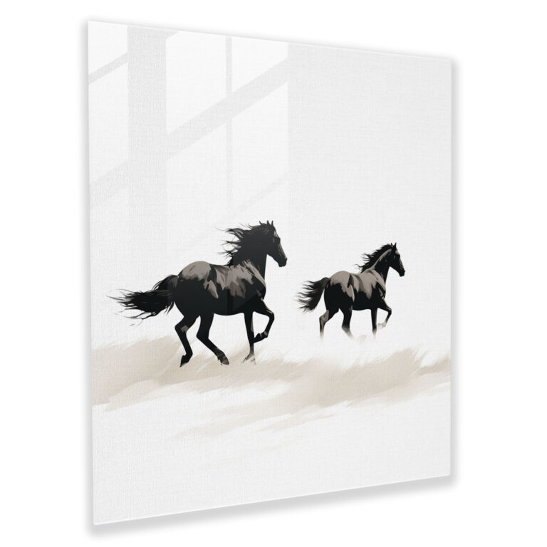 Wildlife Glass Wall Art - Minimalist Horse Sketch - Wildlife, Home Decoration, Wall Decoration, Open Field