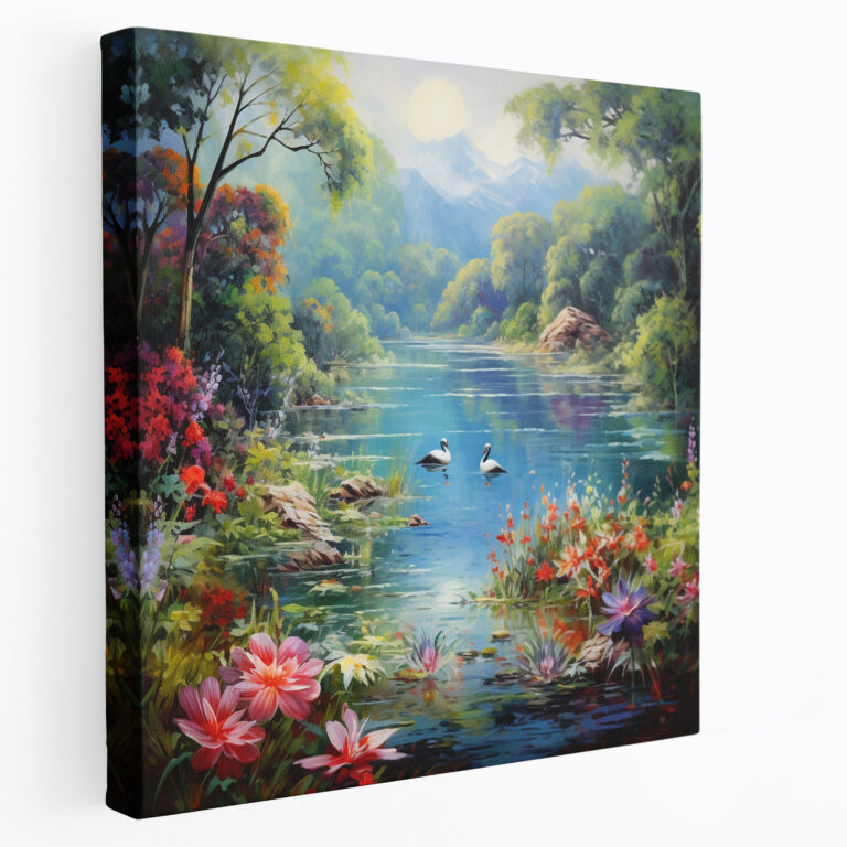 Wildlife Wall Art - Impressionist Lake With Birds Canvas Print - Wildlife, Nature, Canvas Print, Wall Art