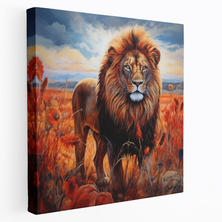 Wildlife Canvas Print - Majestic Lion In African Savannah - Wildlife, Majestic Lion, Canvas Wall Art, Canvas Print