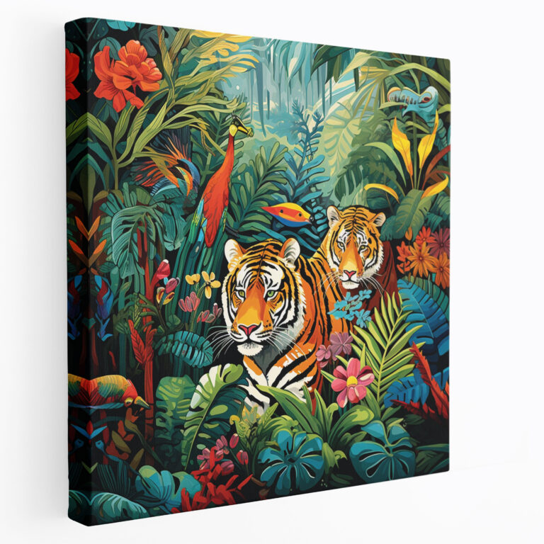 Wildlife Wall Art - Exotic Animals In Vibrant Jungle - Wildlife, Exotic Animals, Canvas Wall Art, Wall Art