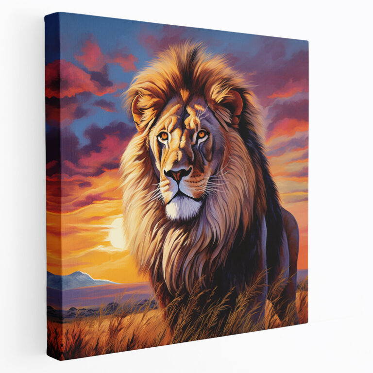 Wildlife Canvas Print - Majestic Lion In African Savannah - Wildlife, Canvas Wall Art, Wall Decoration, Wildlife
