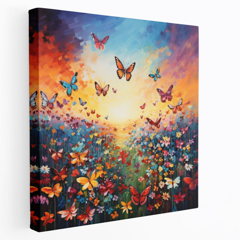 Wildlife Canvas Print - Mesmerizing Butterflies Among Wildflowers - Wildlife, Wall Decoration, Butterflies, Canvas