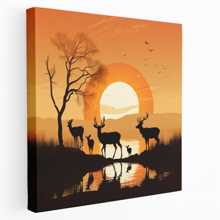 Wildlife Wall Print - Serene Deer - Wildlife, Beautiful Sunset, Wall Art, Canvas