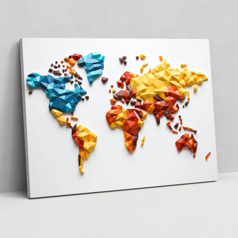 Geometric World Map Canvas Print - World Map, Canvas Print, Wall Art, Canvas