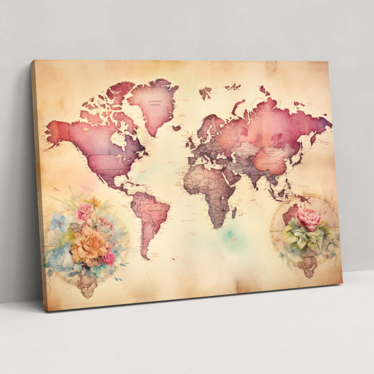 World Map Canvas Print - World Map, World Map, Sepia, Antique