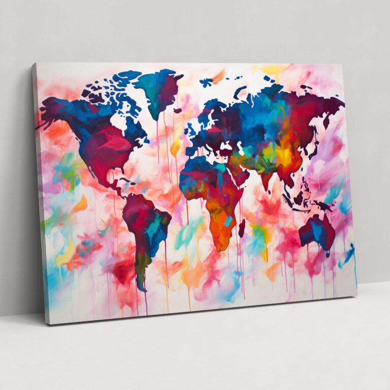 Colorful World Map Wall Art - World Map, Abstract, Lively, Colorful