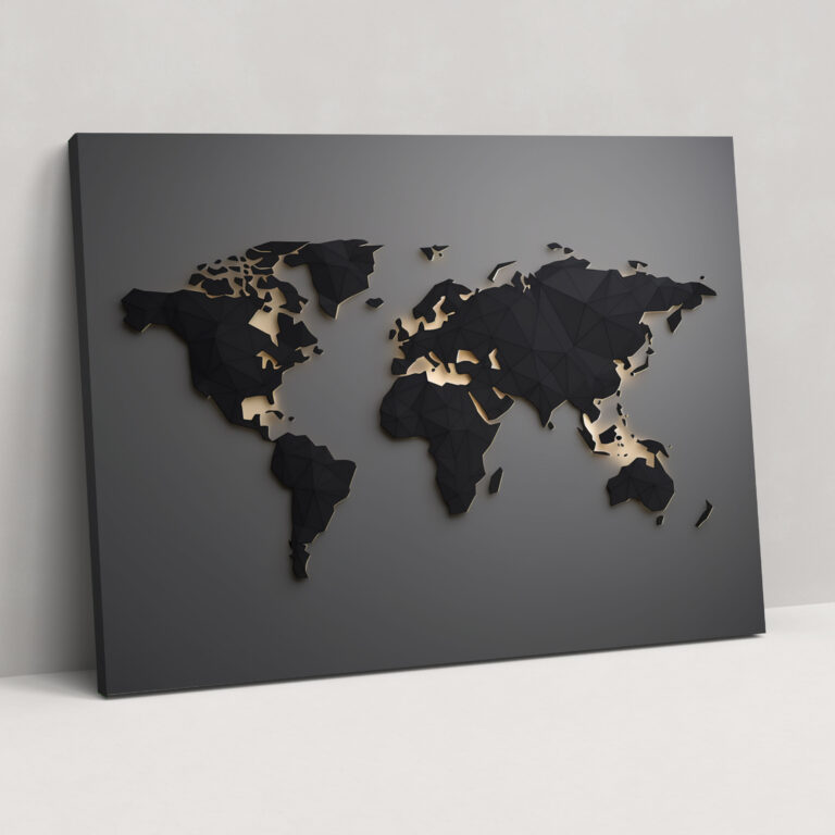Modern World Map Canvas Print - World Map, Minimalist, Canvas, Wall Art