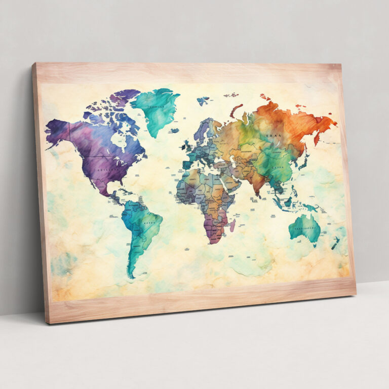 World Map Canvas Print - World Map, Wall Decoration, Home Decoration, World Map