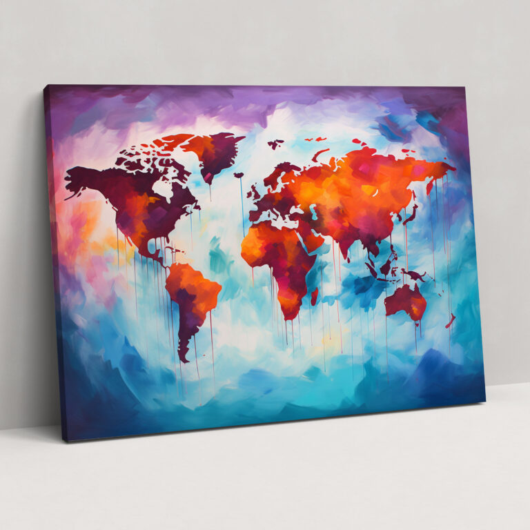 Artistic World Map Wall Art - World Map, Canvas Wall Art, World Map, Wall Decoration