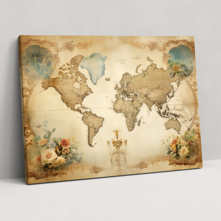 Vintage World Map Canvas Print - World Map, Wall Decoration, Canvas Wall Art, Wall Art