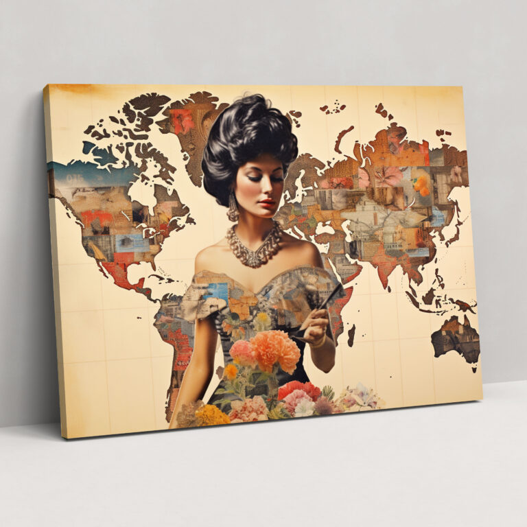 Collage World Map Canvas Print - World Map, Collage World Map Canvas Print, Home Decoration, Wall Decoration