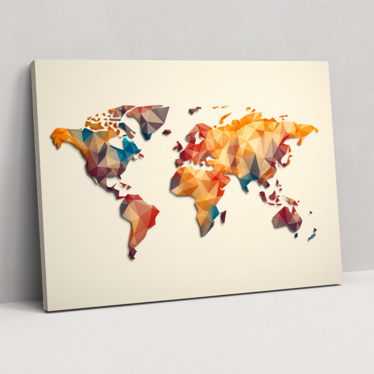 Geometric World Map Wall Art - World Map, Geometric World Map Wall Art, Home Decoration, Canvas Print