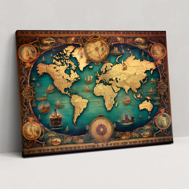 World Map Canvas Print - World Map, Canvas, Wall Art, History