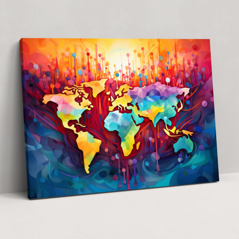 World Map Wall Art - World Map, Geometric Patterns, Home Decoration, World Map