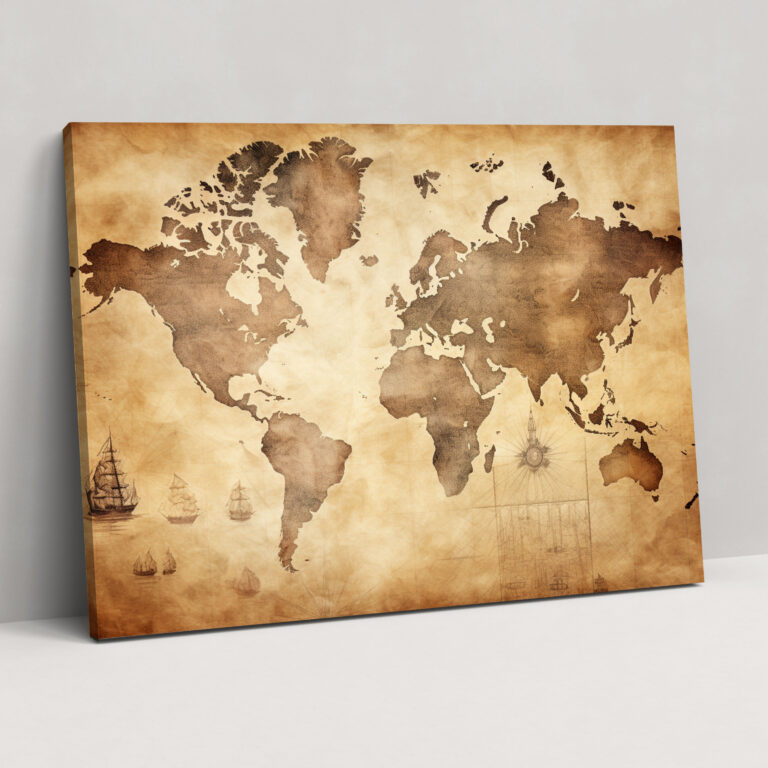 Vintage World Map Canvas Print - World Map, Exploration, Vintage, History
