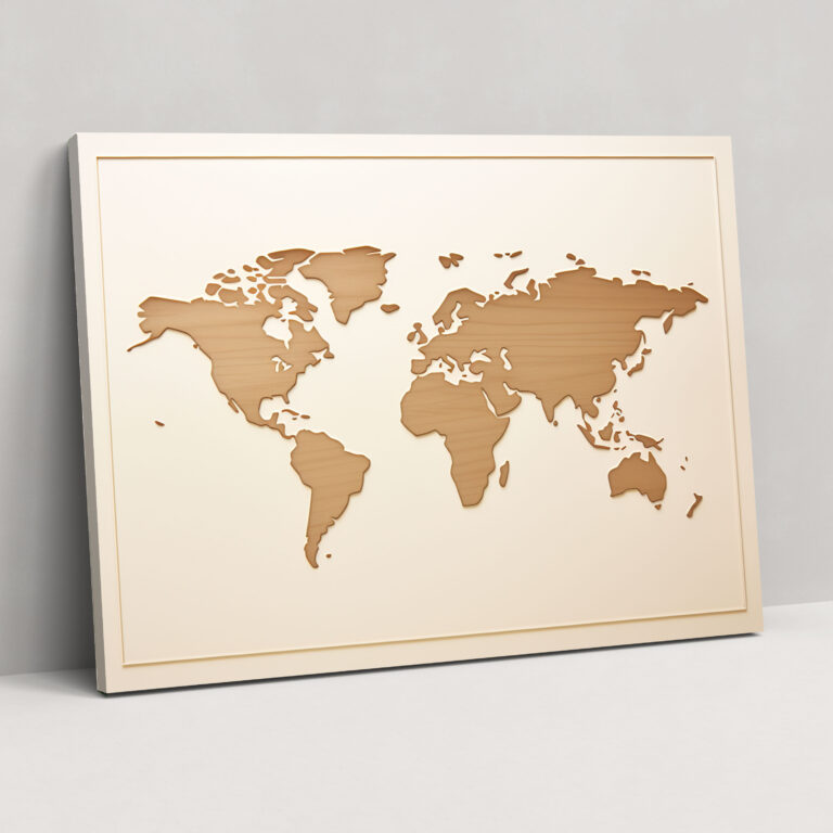 Minimalist World Map Canvas Print - World Map, World Map, Neutral Tones, Wall Art