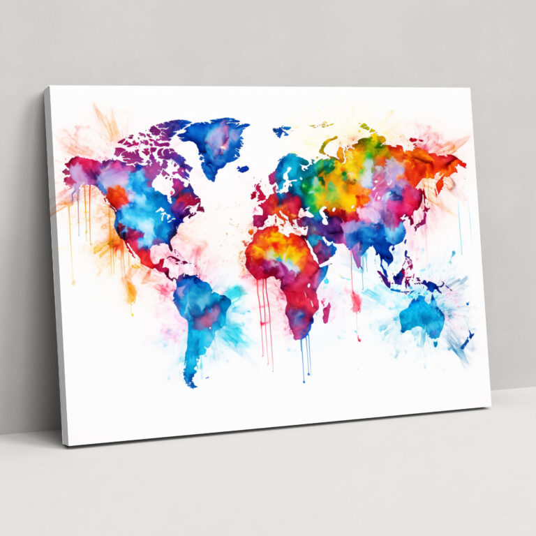Artistic World Map Wall Decoration - World Map, Wall Decoration, Canvas Wall Art, Captivating