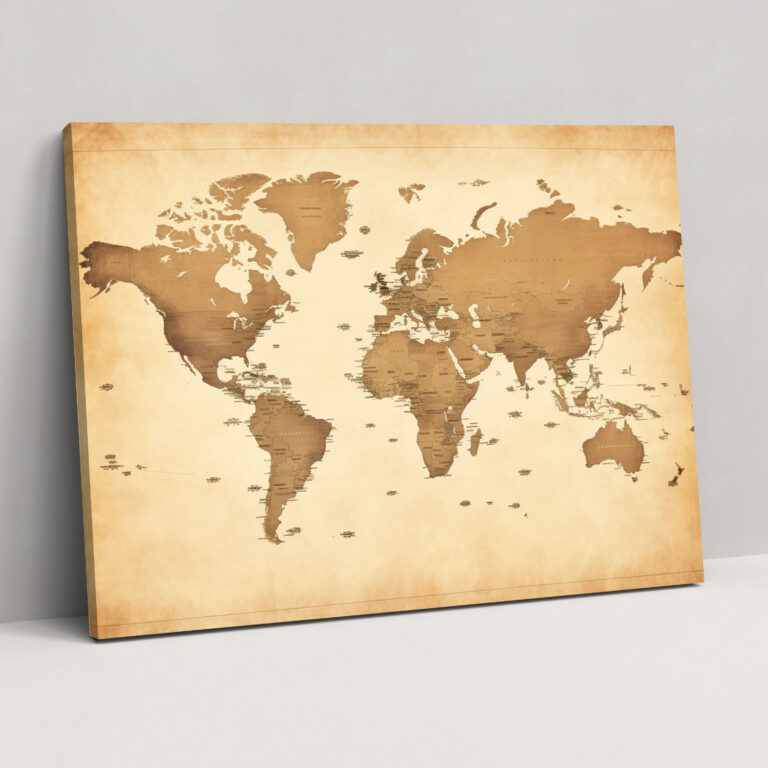 Vintage World Map Decor - World Map, World Map, Canvas Wall Art, Canvas Print