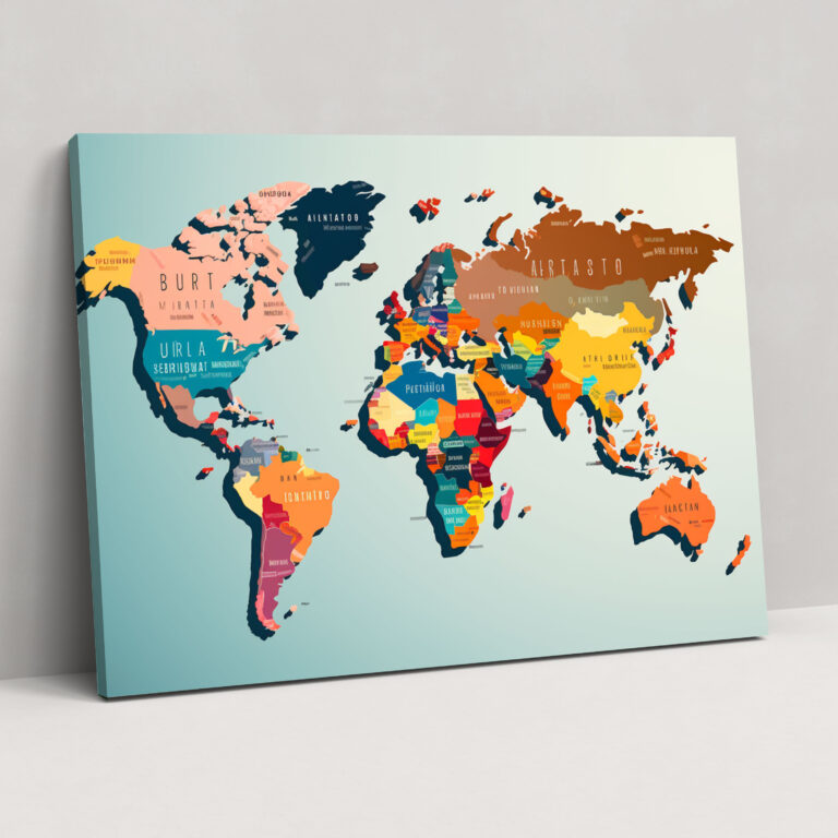 Contemporary World Map Wall Art - World Map, Vibrant Colors, World Map, Canvas Print