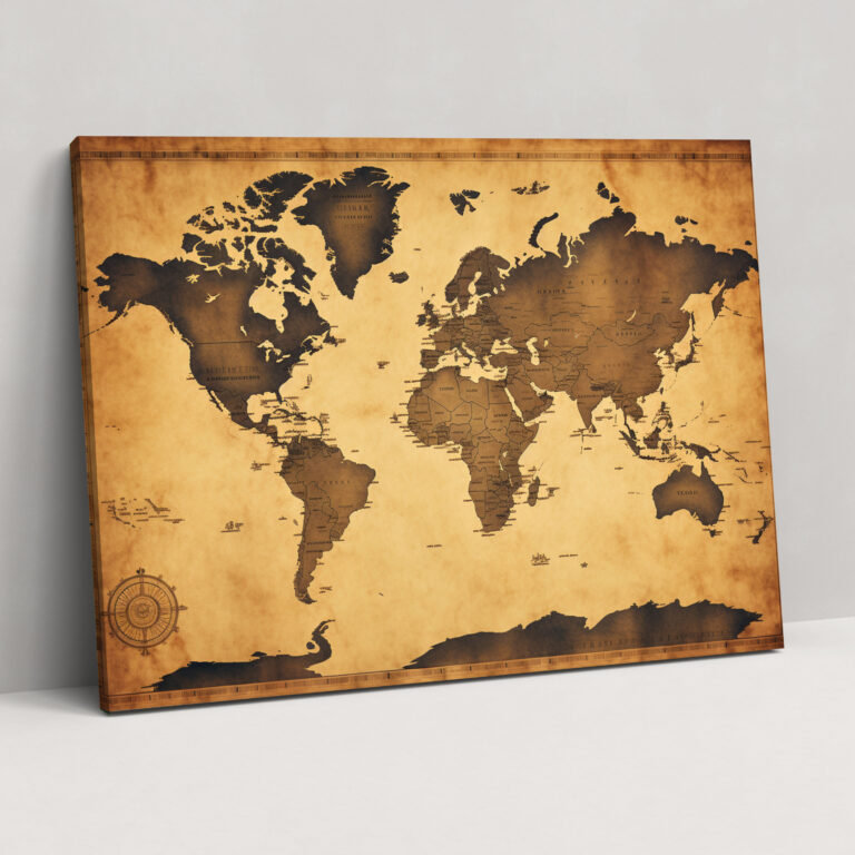 Vintage World Map Canvas Print - World Map, Home Decoration, Canvas Print, Wall Decoration